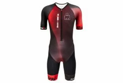 Combinaison Trifonction Manches Courtes Santini X IronMan Ikaika Noir/Rouge Noir / Rouge